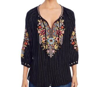 Johnny Was Clancy Peasant Blouse Embroidered Women’s Size M